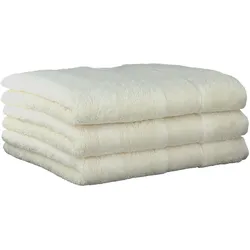 CAWÖ Handtuch, 3er Pack - Noblesse2, Walkfrottier, Velours-Streifen, Baumwolle, einfarbig Natur / 50x100cm