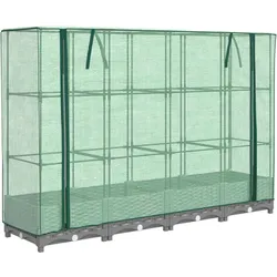 Helloshop26 - Hochbeet/Pflanzkasten mit Abdeckung in Rattanoptik 160 x 40 x 123 cm hellgrau 02_0038749