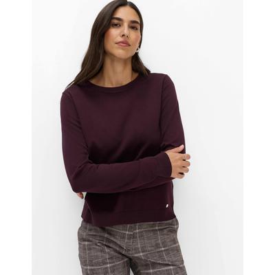 Strickpullover BRAX "Style LENI", Damen, Gr. 32, lila (dunkellila), Strick, 72% Viskose, 28% Polyamid, Rundhals, Pullover Strickpullover, Strickpullover im Viskosemix