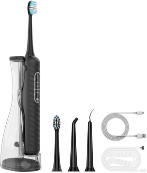 Inspired Deals 3 in 1 Sonic Electric Toothbrush & Water Flosser Oral Irrigator For Deep Gum Cleaning black