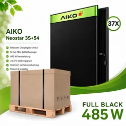 AIKO  Neostar  3S+54  485W  Full  Black  Dual  Glass  Solarmodul  AIKO-A485-MCE54Db  37  Stk.  Palette