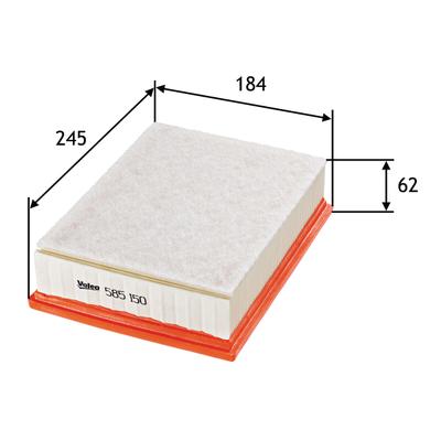 VALEO Luftfilter 585150 Filtereinsatz 57mm für Peugeot Citroën