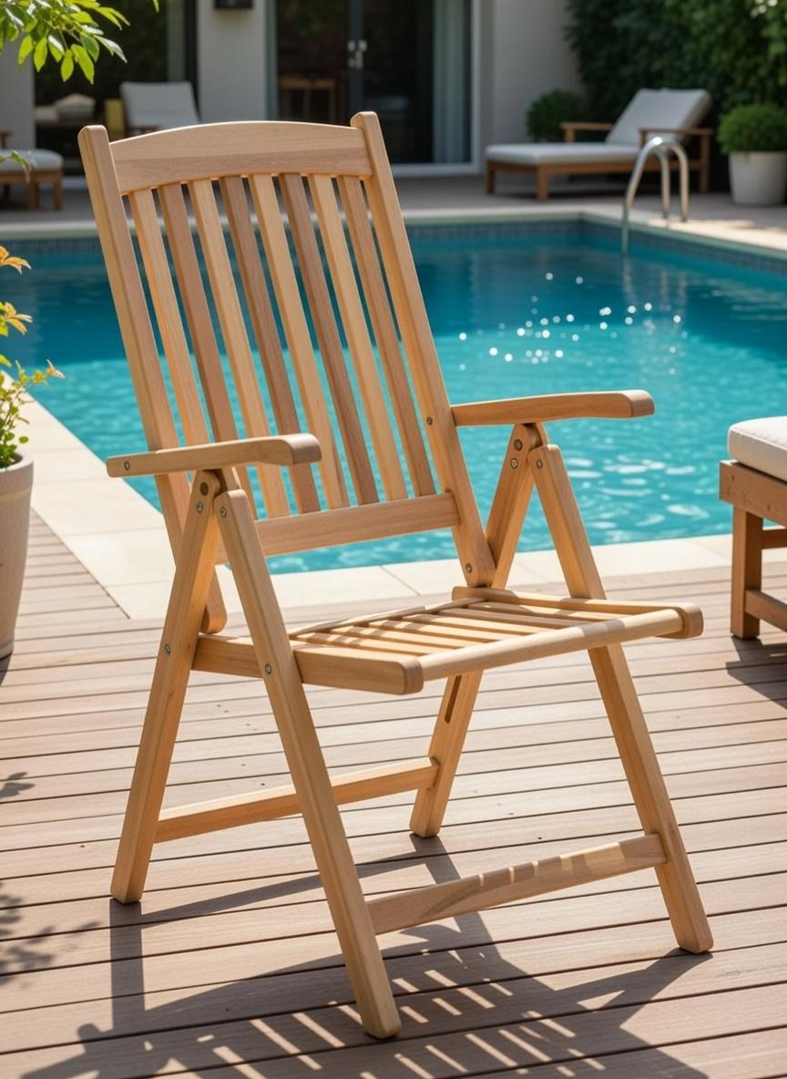 Ergonomischer Gartenstuhl aus Holz im modernen Design klappbar