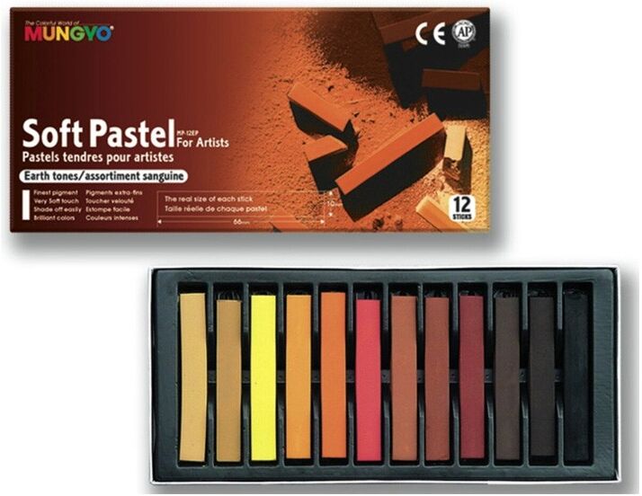 Bte de 12 pastels tendres MUNGYO, Camaieu sanguine