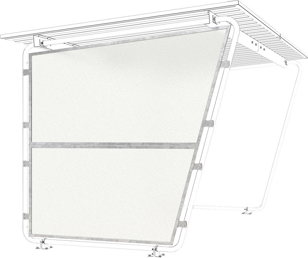 Überdachung Siegen, dreiseitiges Komplettset, Profilblech verzinkt, HxBxT 2290 x 4300 x 2330 mm WSM