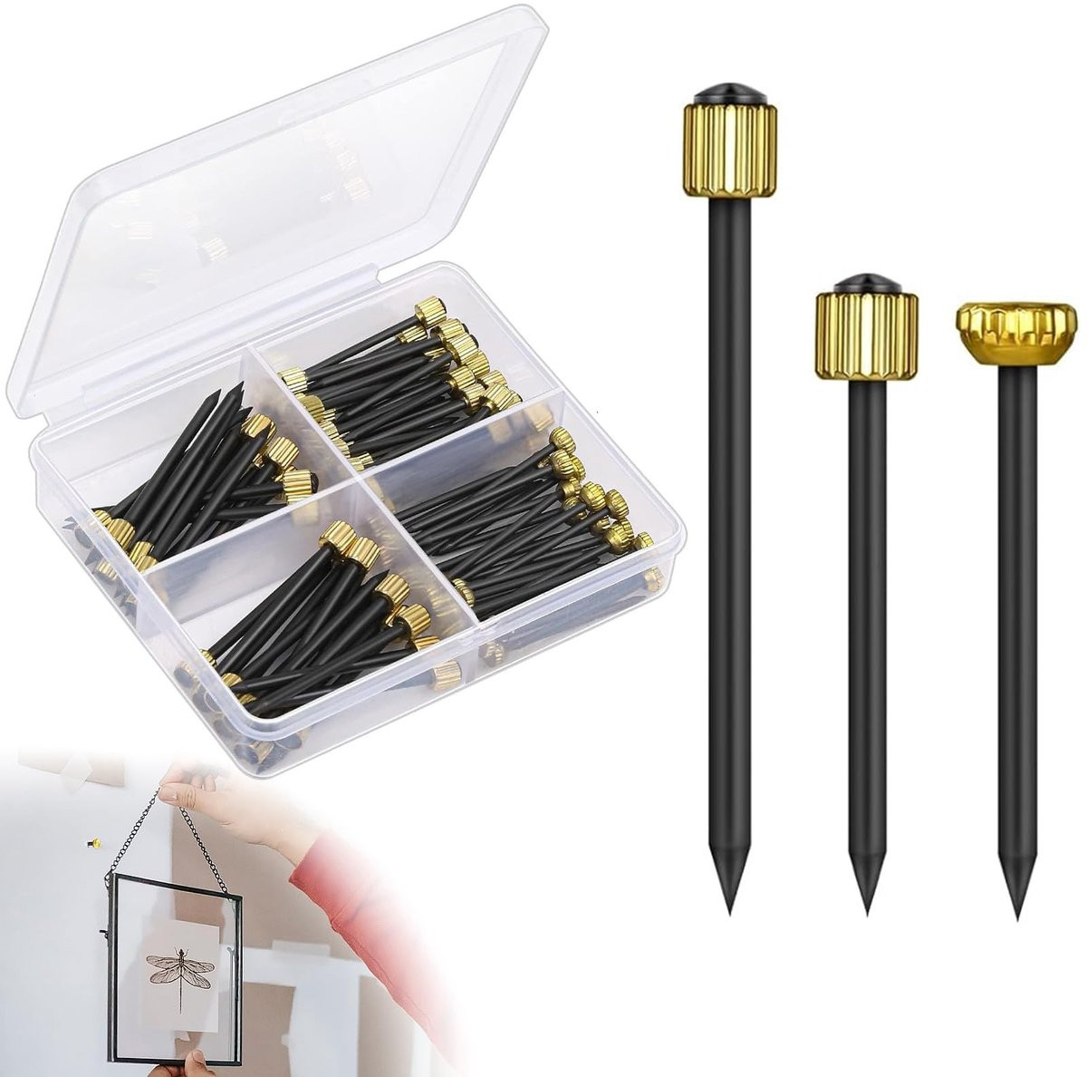 Dailygoody Fotohaakjes Set - Zwart en Goud - 150 stuks