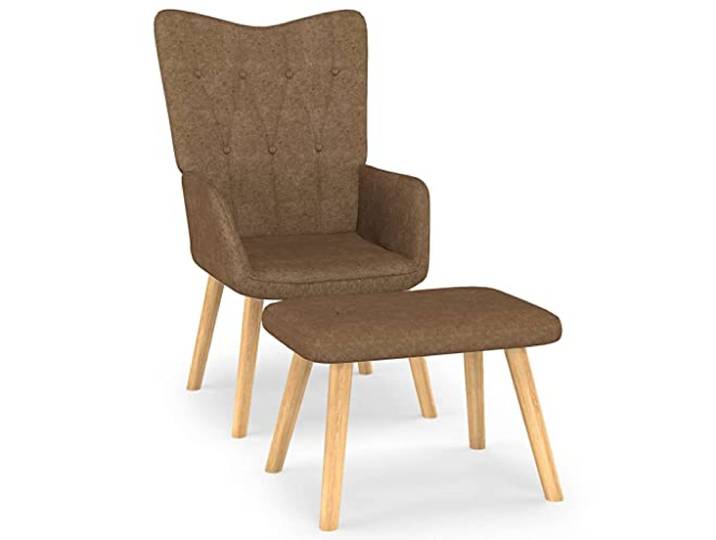 vidaXL Relaxsessel mit Hocker Polsterstuhl Relaxstuhl Sessel Stuhl Küchenstuhl Wohnzimmerstuhl Esszimmerstuhl Armlehnsessel Taupe Stoff