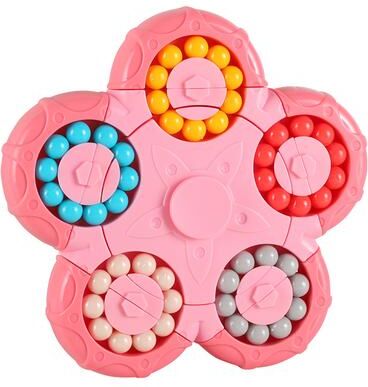 Multisell Products Hub Bean Magic Cube Mind Brain Teaser, Fidget Toy For Decompression, Eight sided Rotation pink a