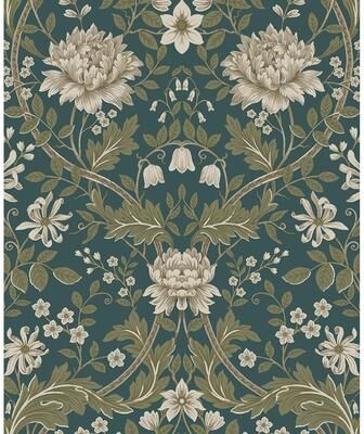 Seabrook Designs Honeysuckle Floral Pre-Pasted Wallpaper