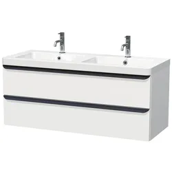 Naturel Pavia Waschtisch mit Unterschrank 120x53x49 cm weiß matt, schwarzer Griff PAVIA3120ZCE