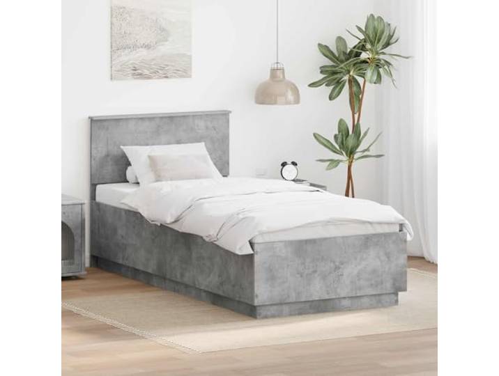 RJPLMFV Bettgestell, Beton, 100 x 200 cm, Holz, Technik Verstellbarer Wandkopf, quadratische Füße, minimalistisches Design, pflegeleicht