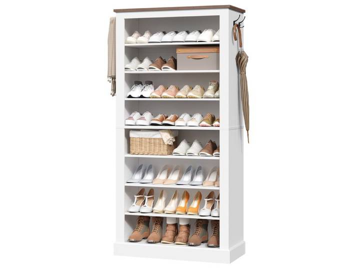 HOOBRO Étagère à Chaussures Meubles à Chaussures Porte-Chaussures à 8 Niveaux Étagère de Rangement 80 x 35 x 180 cm