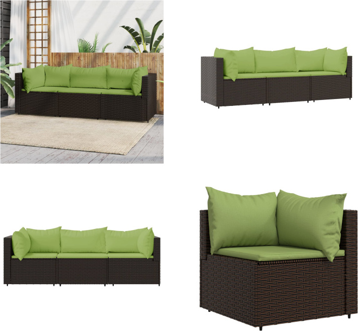 vidaXL 3 tlg. Garten Lounge Set mit Kissen Braun Poly Rattan - Garten Lounge Set - Garten Lounge Sets - Outdoor Lounge Set - Lounge Set Terrasse