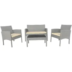HTI-Living, Gartenlounge, Gartenmöbel Grau/Beige 4-teiliges Set