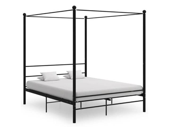 Cadre de lit à baldaquin Noir Métal 160x200cm - M Cadre de lit à baldaquin sans matelas noir 160x200cm métal ABHT 4351421