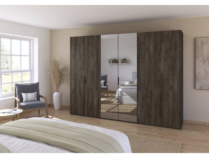 Drehtürenschrank Fifty - Grauspiegel 301cm Holz/Grau