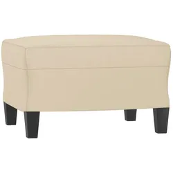 Décoshop26 - Fußhocker 60 x 50 x 41 cm cremefarbener Mikrofaserstoff und Sperrholz DEC030147 DEC030147