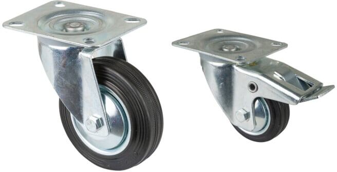Set BS-Rollen Vertriebs GmbH Transportrolle L400.B55.081 Lenkrolle, Raddurchmesser 80 mm, + BS Rollen Transportrolle L420.B55.081 Lenkrolle mit Totalfeststeller, Raddurchmesser 80 mm,