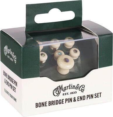 Martin Guitar Bone Bridge & End Pin Paua Weiß mit Paua Einlagen