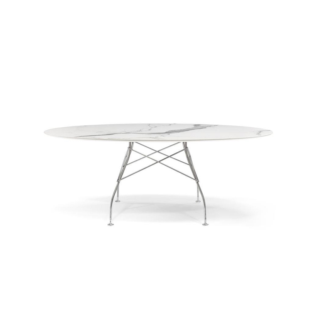 Kartell Glossy Marble Esstisch (verchromt / Marmoroptik weiß) verchromt / Marmoroptik weiß 04572MB