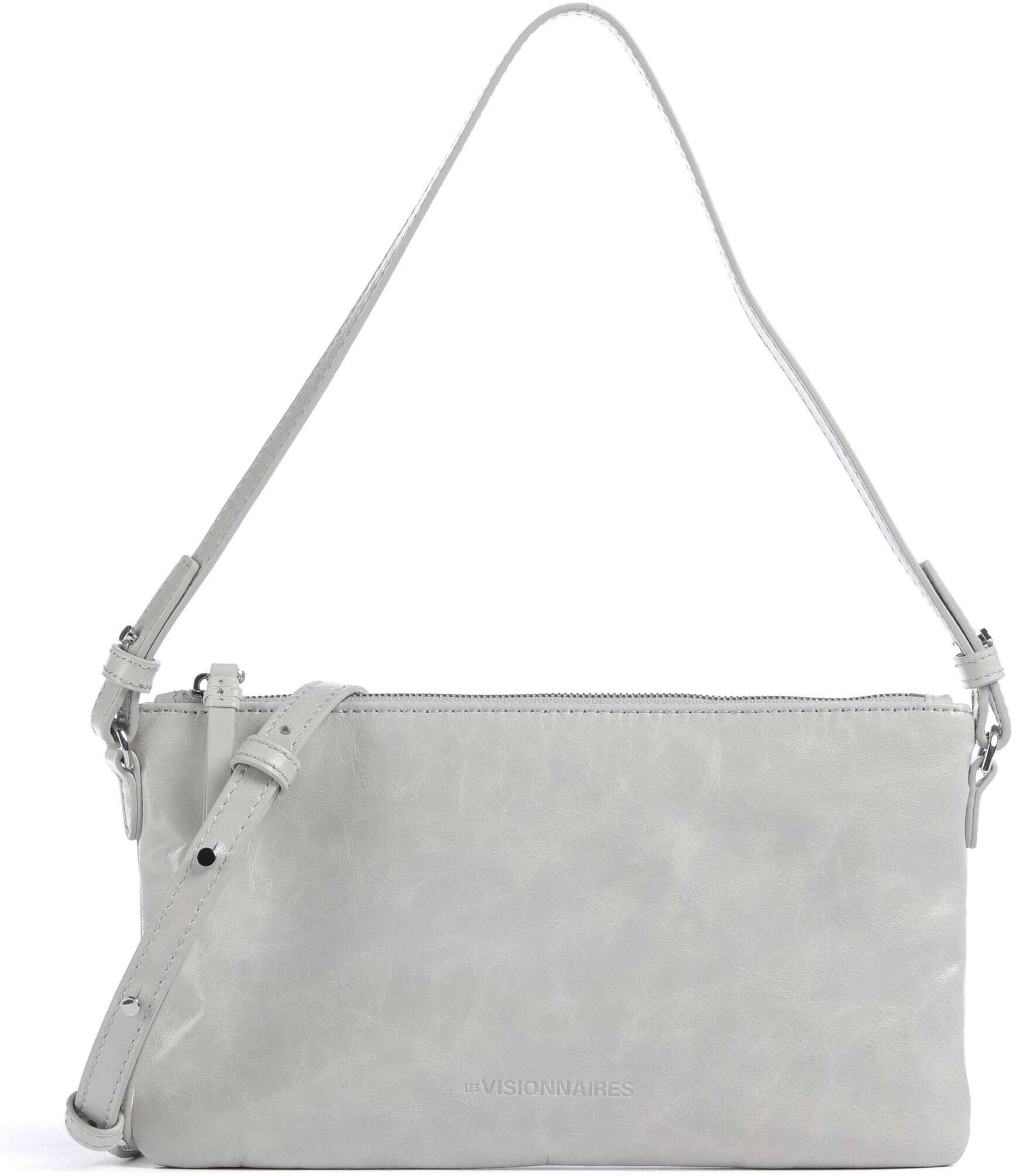 Les Visionnaires Alice Crinkle Schultertasche aus Leder, grau