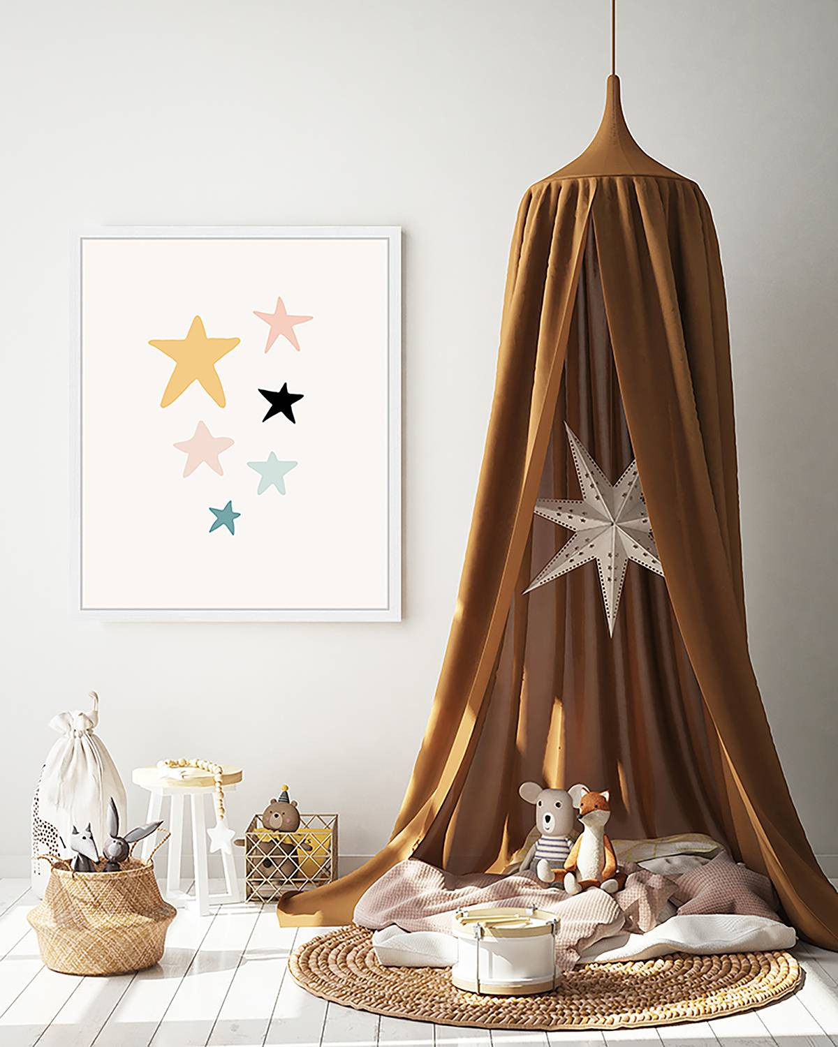 home24 Love Stars abstracte wanddecoratie in meerdere kleuren, 53 x 63 cm