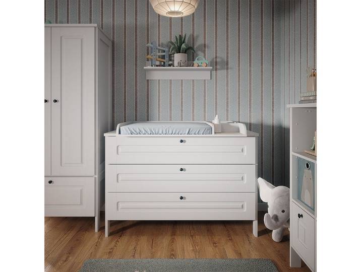 VitaliSpa® Wickelkommode Ajaton, Weiß, 133 x 98.4 cm mit 3 Schubladen