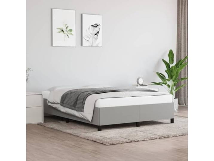 WDGJJFECNMUEHI Strapazierfähiger Stoff Stabil Schlafzimmer Grau 140x190 cm Bettgestell ohne Matratze Hellgrau 140x190 cm Stoff mit Kopfteil Stabiler Bettrahmen fuer Schlafzimmer Lattenrost inklusive