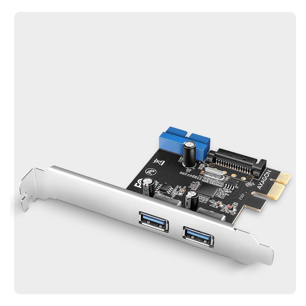 Axagon PCEU-232RS expansion card, PCIe 4.0 x1, 4x USB 3.0, 2x internal - black (PCEU-232RS)