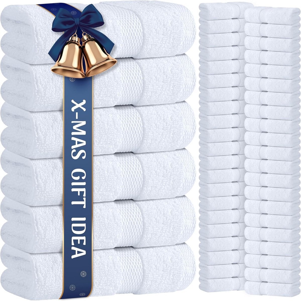 Set van 48 witte katoenen washandjes voor volwassenen