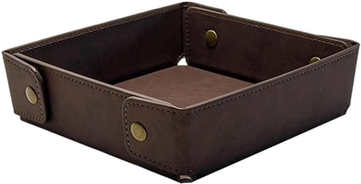 Leren opvouwbare sieraden organizer donkerbruin voor reizen en bureau