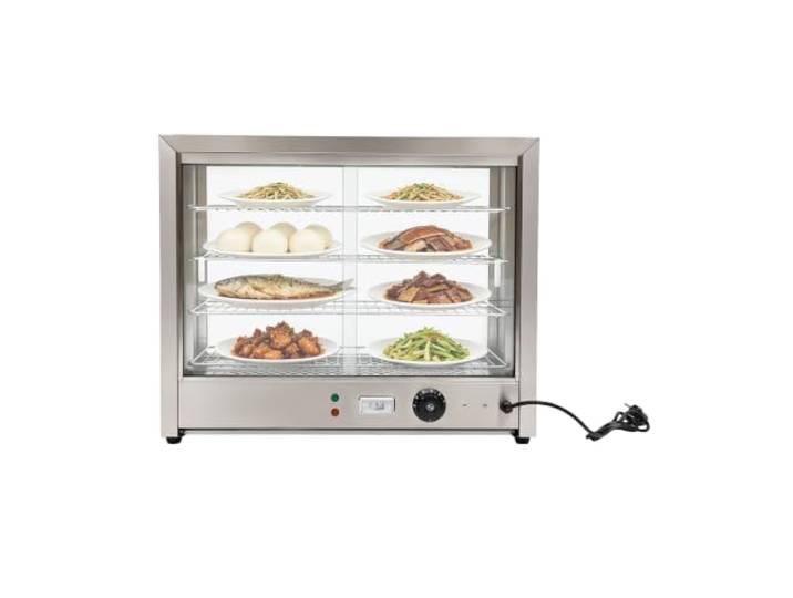4Etagen Gastro SpeisenwäRmer, HeißE Theke Warmhaltevitrine WäRmetheke HeißTheke Aufsatzvitrine Elektrisches Warmhaltegerät Imbiss Tankstelle Warmhaltetheke Einstellbare Temperatur, 800W