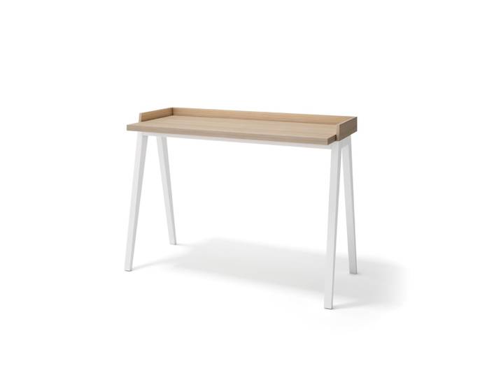Bureau en hêtre et placard noyer clair et blanc 81x111x50cm
