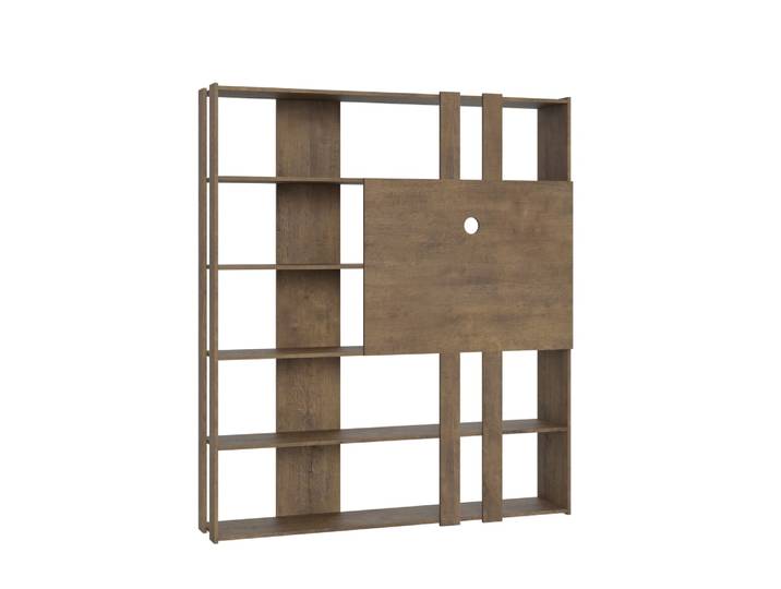 Bibliothèque avec support tv effet bois noyer