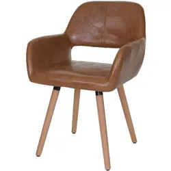 Décoshop26 - Besucher-/Ess-/Bürostuhl im Retro-Design aus braunem Kunststoff mit hellen Holzbeinen 04_0002138