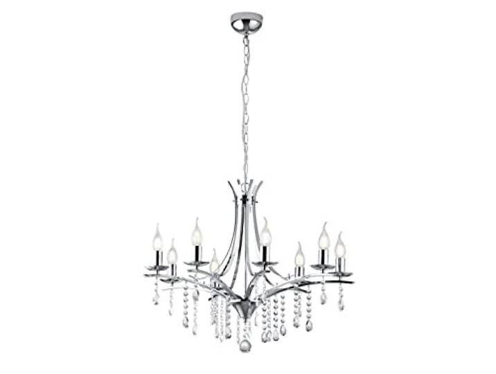 Trio Leuchten Lucerna 101600806 Lustre en métal chromé avec abat-jour en verre transparent 8 ampoules E14\, Chrom