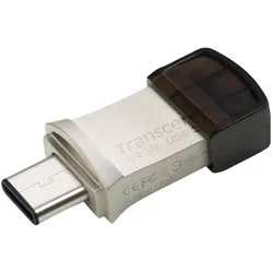 Transcend Jetflash 890 (64 GB, USB-A, USB-C), USB Stick, Silber