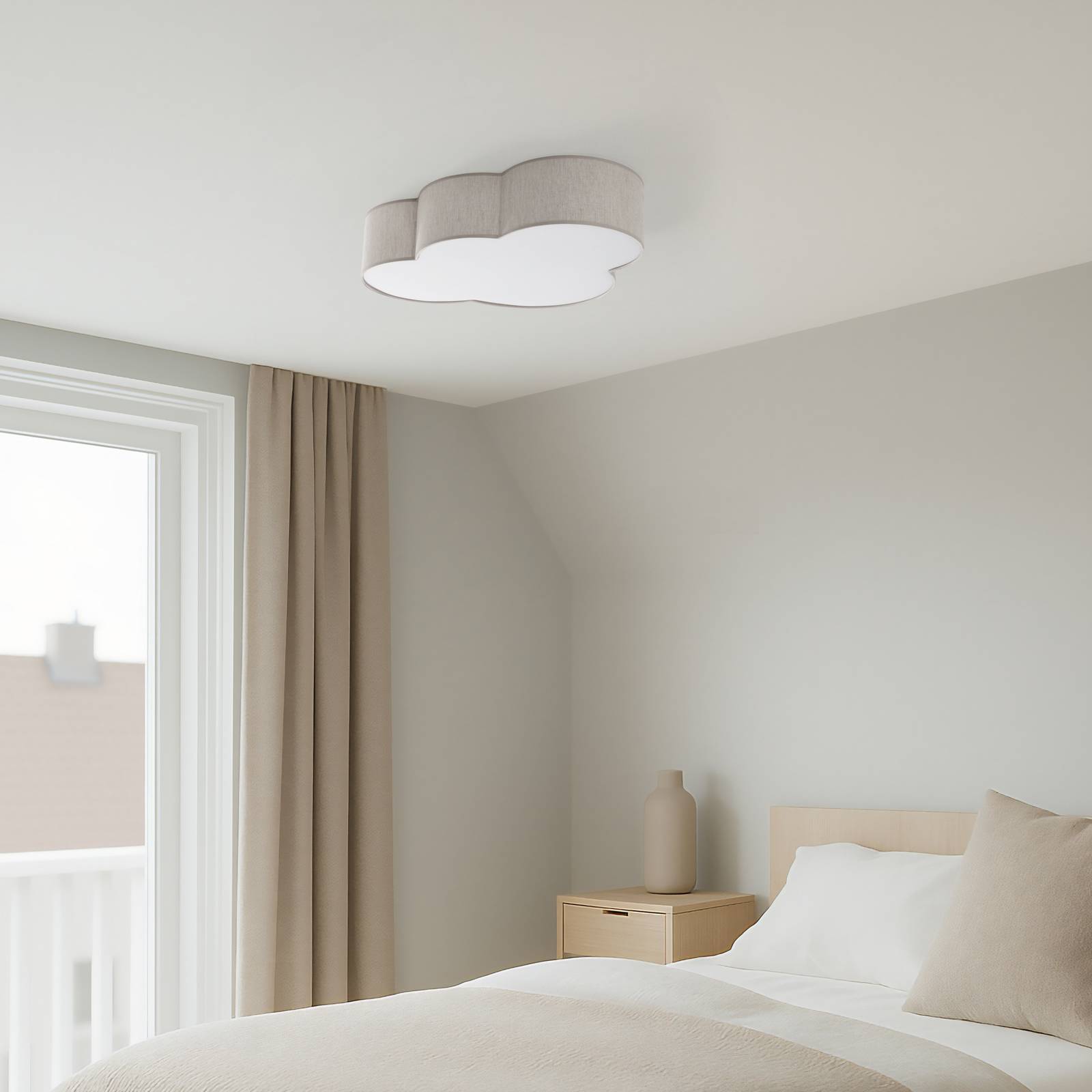 Ceiling Light Cloud TK Lighting, dimmable, Cream / amber, Children's Room, Textile / fabric / silk, Young Lifestyle, Ceiling Light