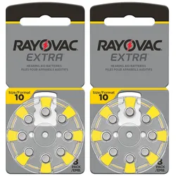 Rayovac Hörgeräte-Batterien Extra 10 - Lange Laufzeit für digitale & analoge Hörgeräte - Gelb, 1.45V, 105 mAh, 16er-Pack, quecksilberfrei