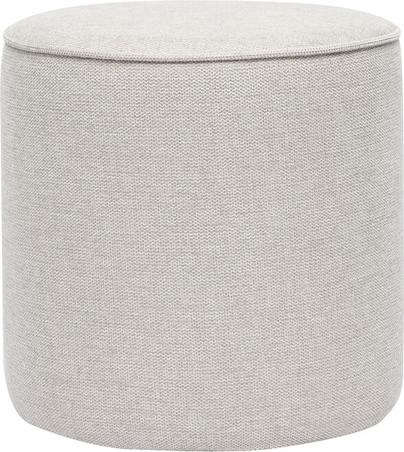 Miliboo Runder Pouf aus Stoff in Beige mit samtigem Effekt und Textur D40 cm PAUL