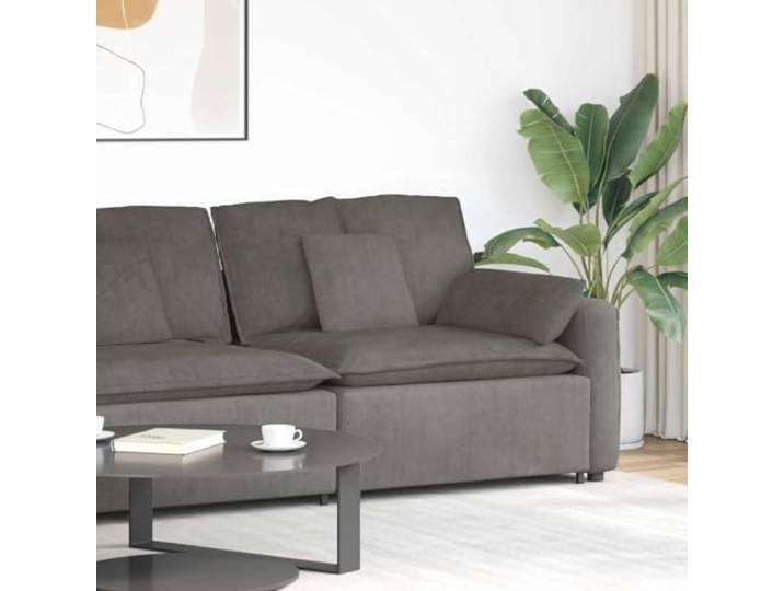 Modulares Sofa Endmodul mit Armlehne und Kissen Hellgrau 100 cm 100 cm Breite, Cordstoffbezug, Metallrahmen, Armlehne beidseitig montierbar, Teil einer modularen Serie
