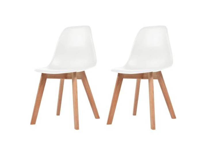 YUTAASU Esszimmerstühle 2 STK. Weiß Kunststoff Ergonomisch Geformt, Schmutzabweisend, Massivholzbeine, Einfache Montage