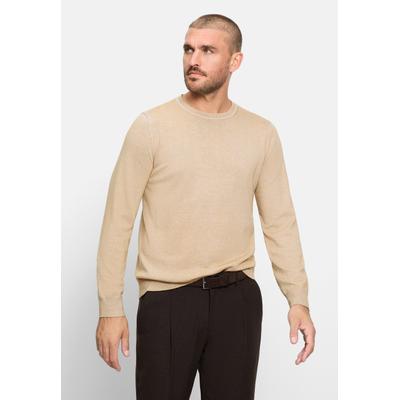 Strickpullover OLYMP "OLYMP Casual Strick, Pullover", Herren, Gr. S, beige (hellbeige), 100% Schurwolle, Pullover Strickpullover
