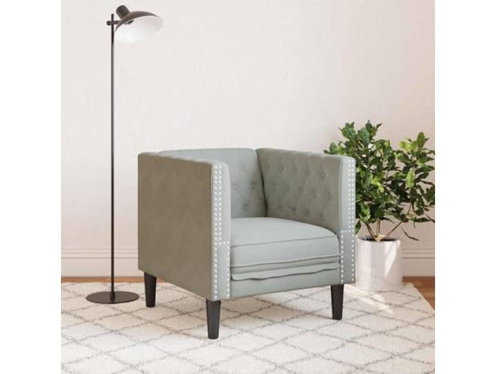 KTHLBRH Sofa hellgrau 74,5 x 71 x 70,5 cm Samt Schaumstoffpolsterung, Knopfbezug, Rückenlehne, einfache Montage