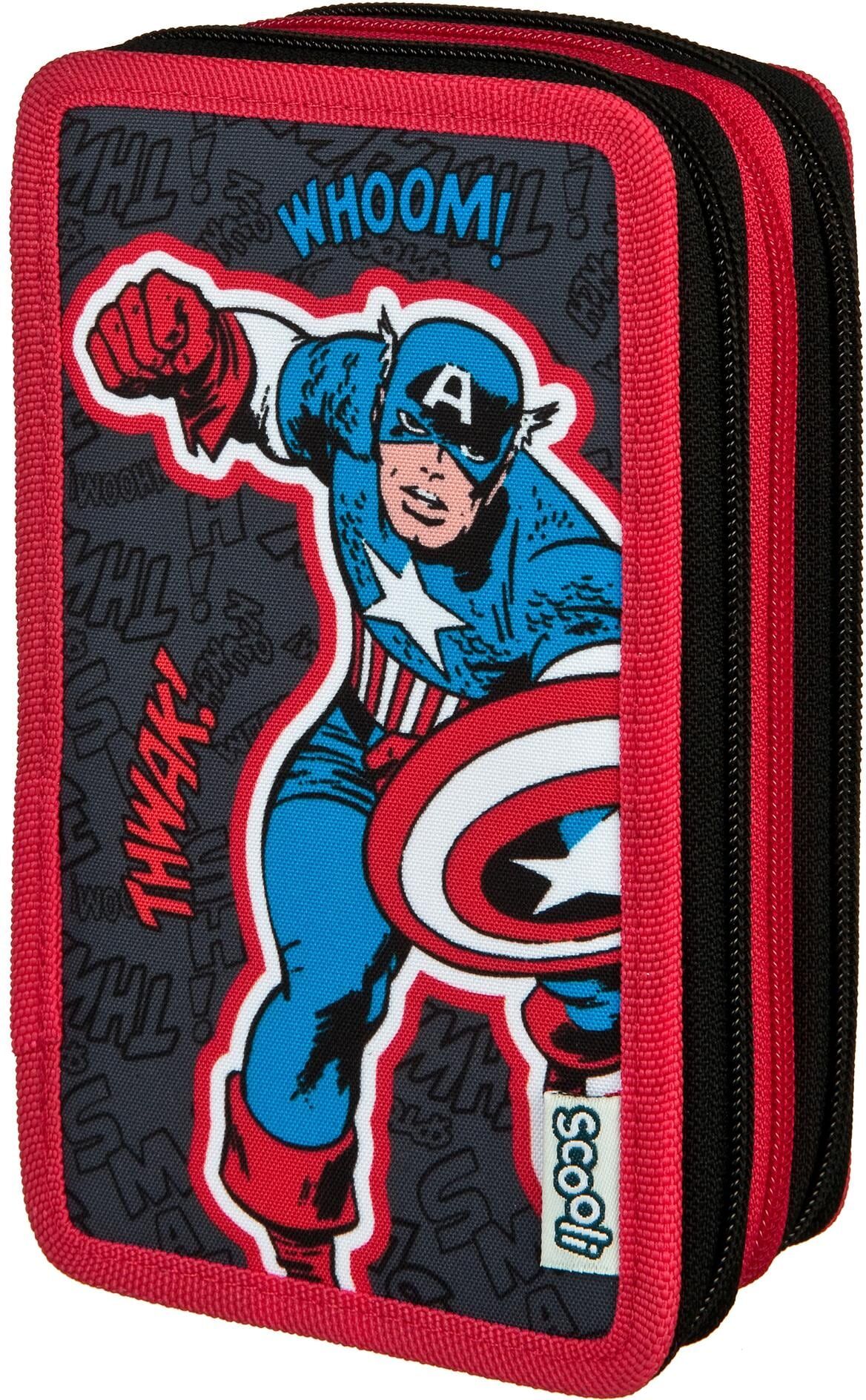 Federmäppchen SCOOLI "Tripledecker", Kinder, bunt (avengers), Polyester, Schreibgeräteetuis Federmäppchen avengers Einheitsgröße