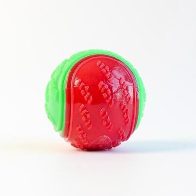 Happy Pet Pantry Interactive Squeaky Dog Chew Ball For Teeth Cleaning & Puppy Training red