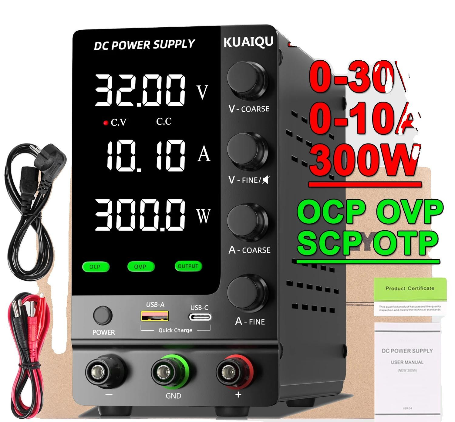 SPS-C3010S DC-voeding met instelbare spanning en beveiligingsfuncties, zwart