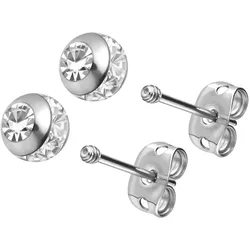 Titan Ohrstecker EPOXY-RING-KUGEL + KRISTALL