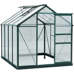 Outsunny Gewächshaus mit Dachfenster Aluminium 190 x 252 x 201 cm - Grün+Transparent