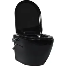 vidaXL Wand-WC ohne Spülrand mit Bidet-Funktion Keramik Schwarz
